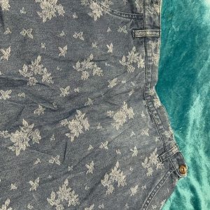 Floral Denim Skirt